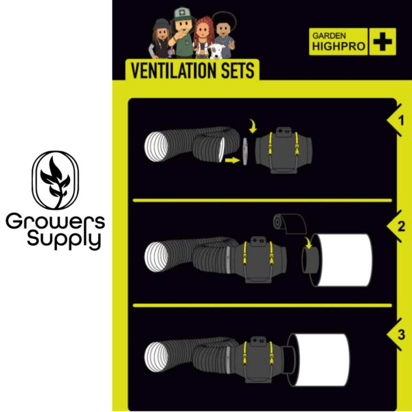 Growbox Kit 60x60x160 | GardenHighPro | Easy Starter 10 Growbox Kit-GardenHighPro-Ventilation-Setup