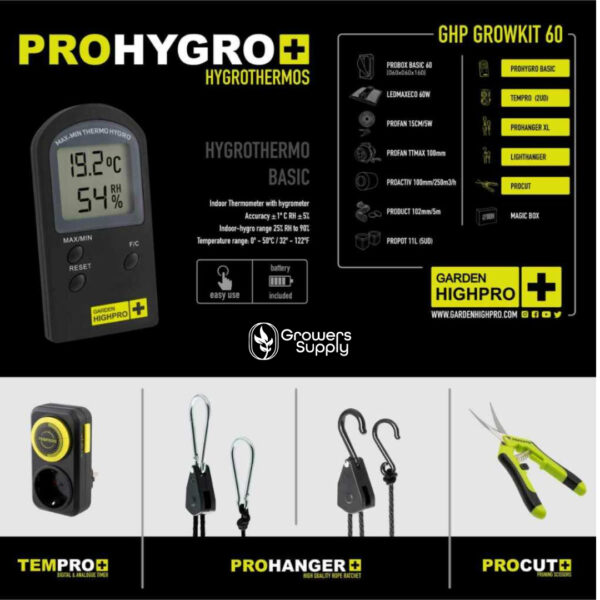 Growbox Kit 60x60x160 | GardenHighPro | Easy Starter 8 Growbox Prohygro-GHP-GardenHighPro